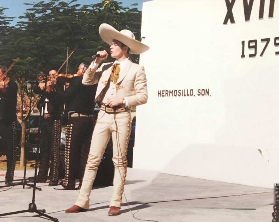 Young Arturo Chacón-Cruz singing mariachi in Hermosillo